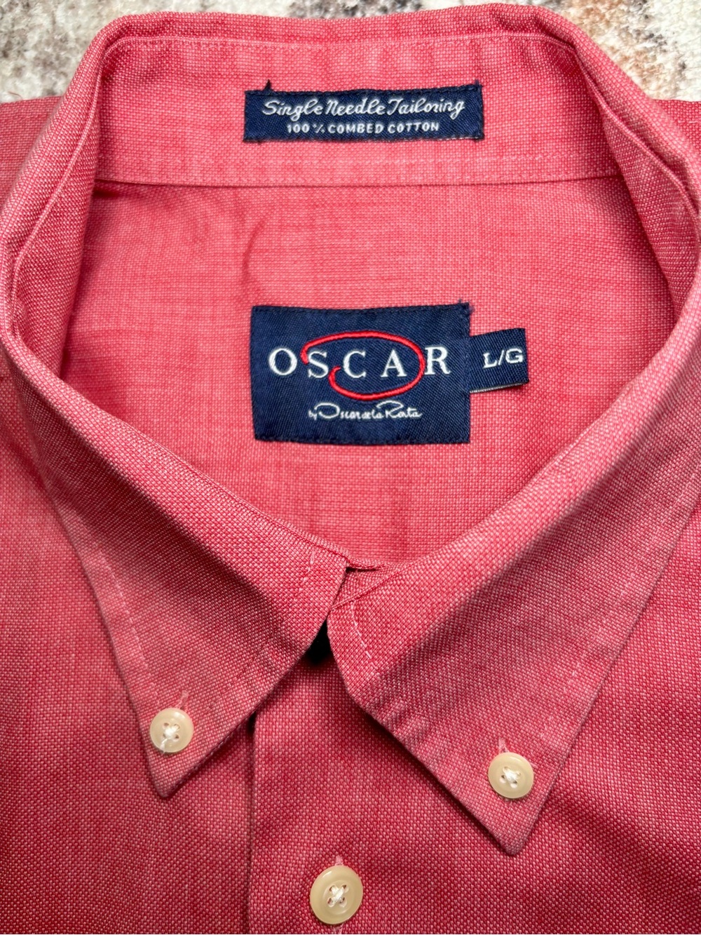 Oscar de la Renta Coral Short-Sleeve Button-Down Shirt